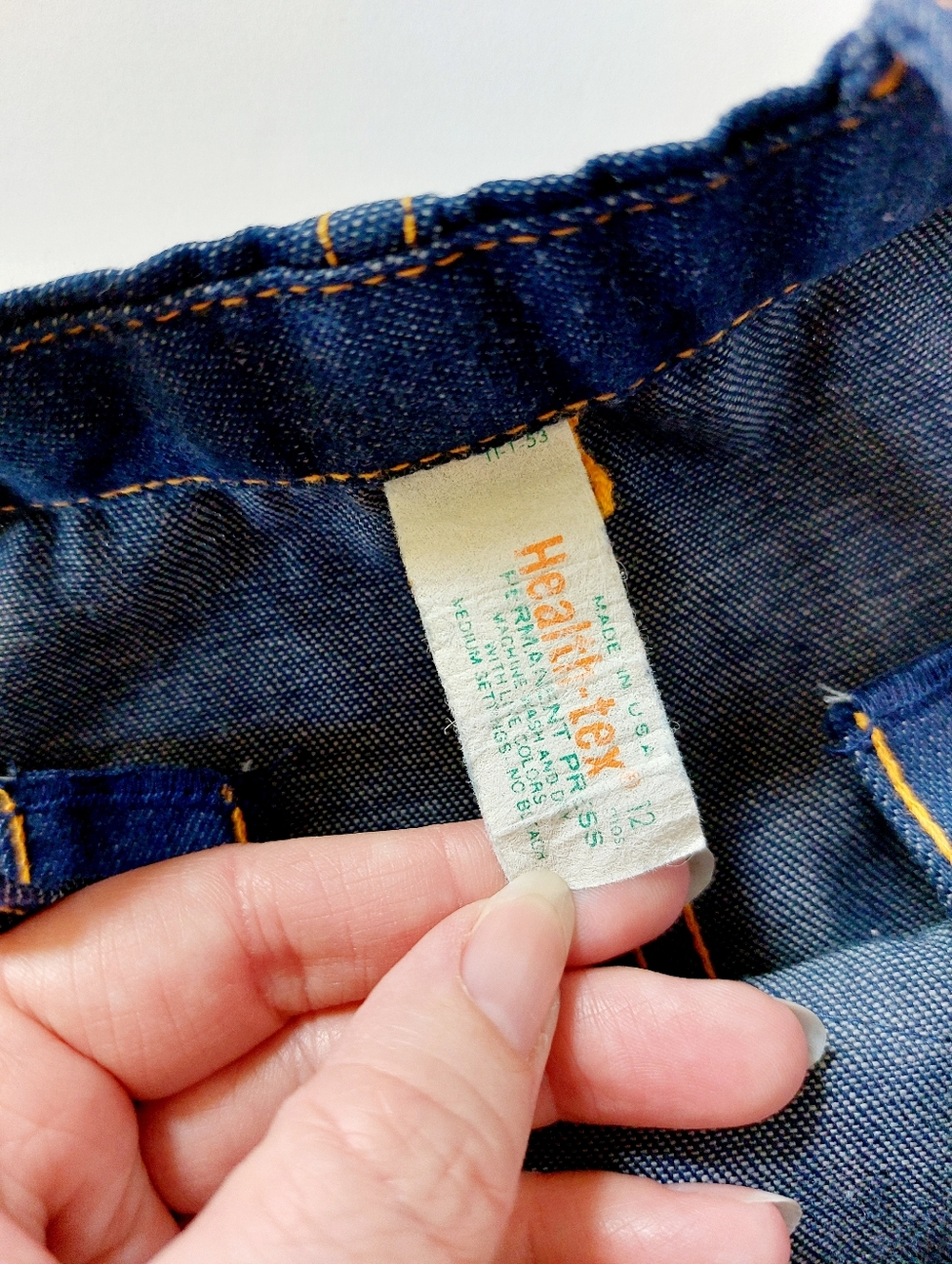 Vintage Denim Overalls with Patches Health-Tex 12m Autumn‎ Scarecrow Farm - Picture 5 of 7